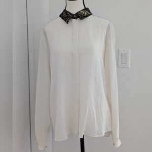 Pink Tartan Black and Gold Brocade Blouse